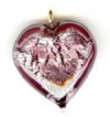 1 13x13x6mm Amethyst with Foil Lampwork Heart Pendant